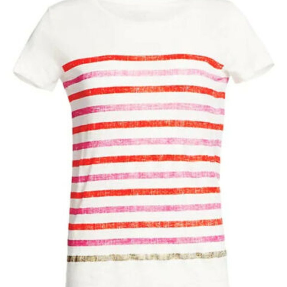 MAJESTIC FILATURES Stripe Linen Deluxe T-shirt Top